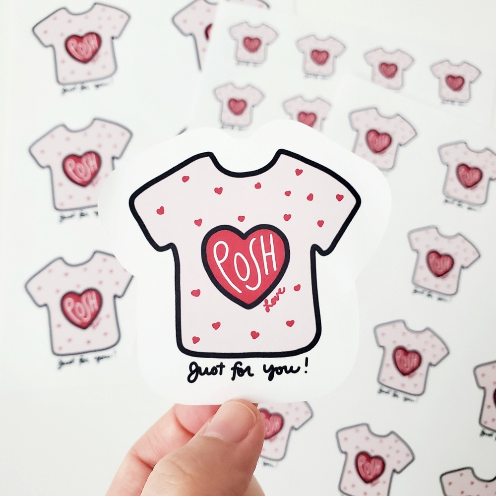 LB047 STICKERS Custom Poshmark Sticker POSH LOVE Shipping Supplies - Picture 1 of 7